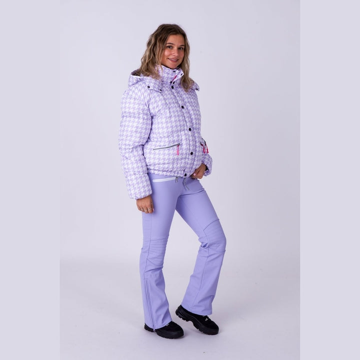 OOSC Clothing Chic Puffer Jacket - Purple Houndstooth