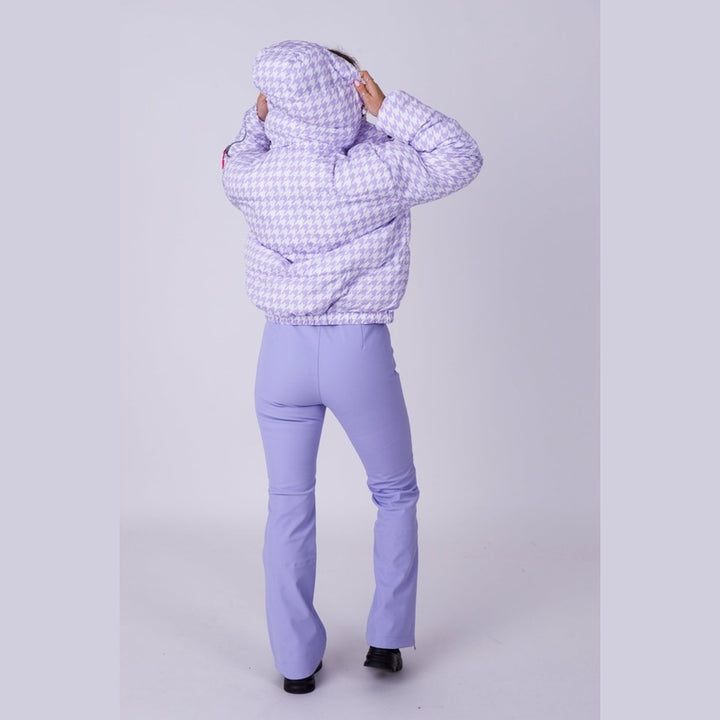 OOSC Clothing Chic Puffer Jacket - Purple Houndstooth