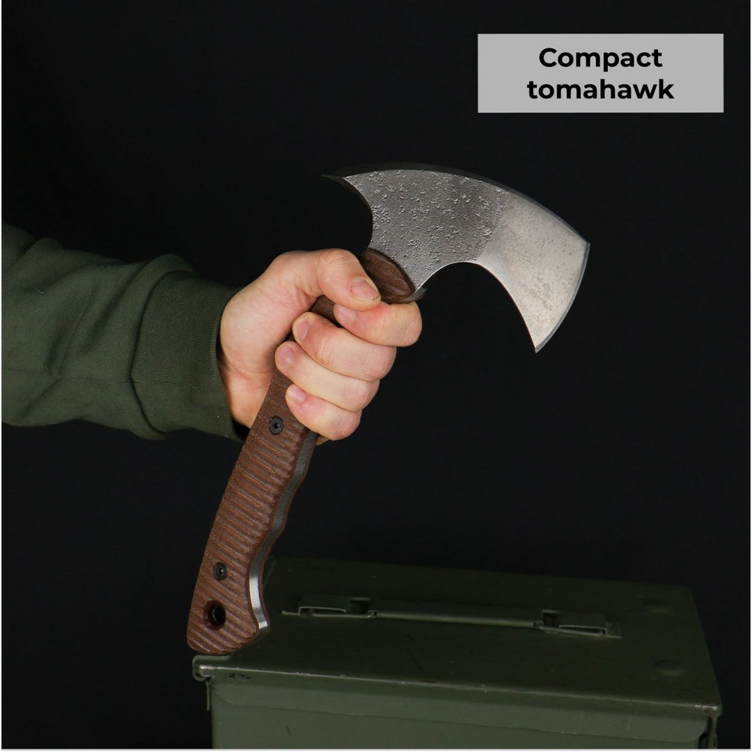 AncientSmithy Compact tactical tomahawk with blade and polymer composite handle