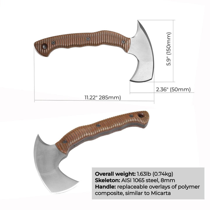 AncientSmithy Compact tactical tomahawk with blade and polymer composite handle