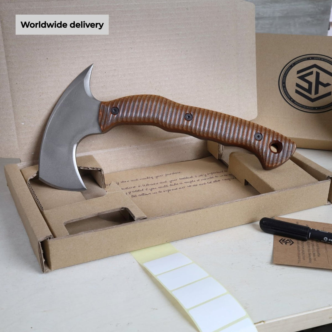 AncientSmithy Compact tactical tomahawk with blade and polymer composite handle