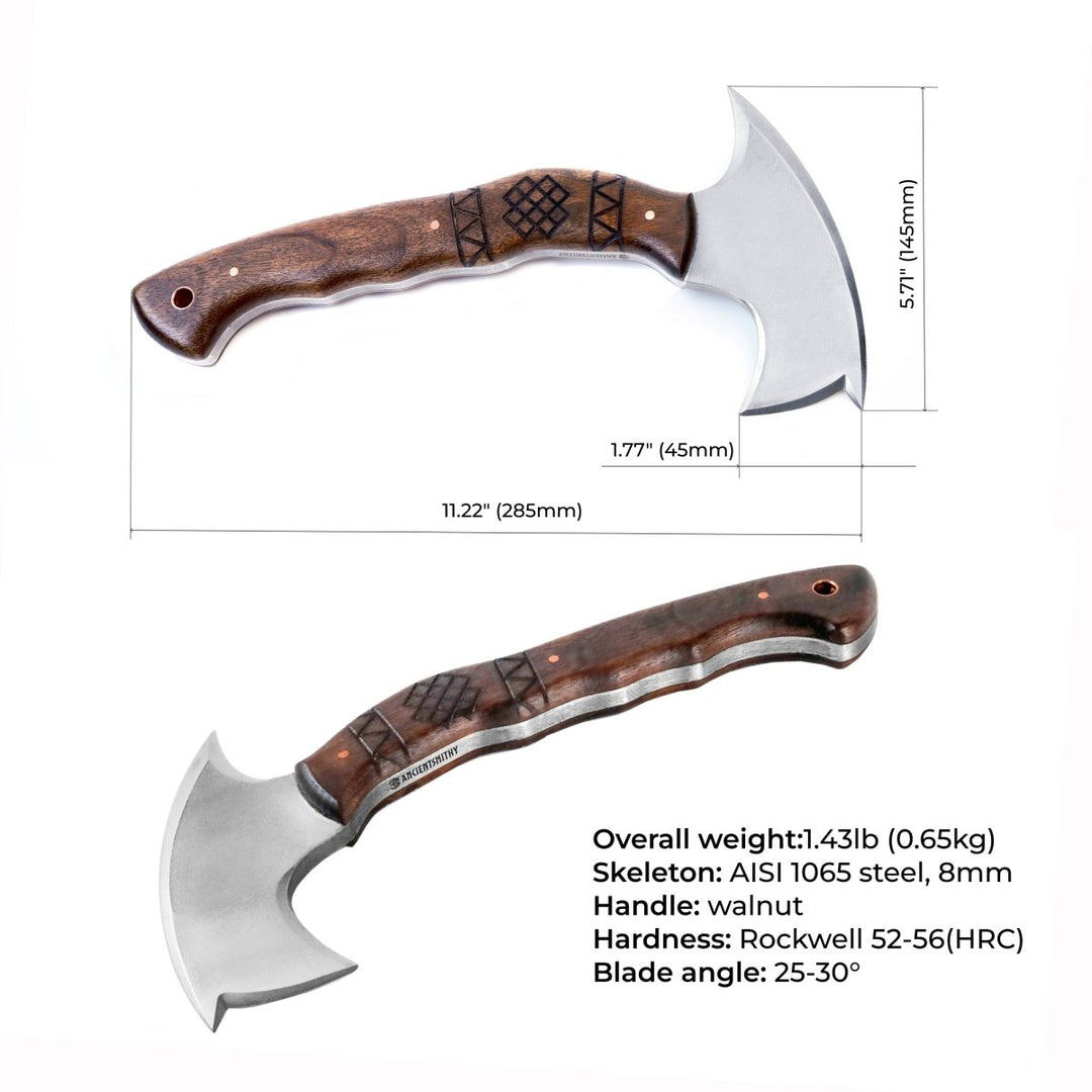 Compact tomahawk "Tahu" with wooden handle