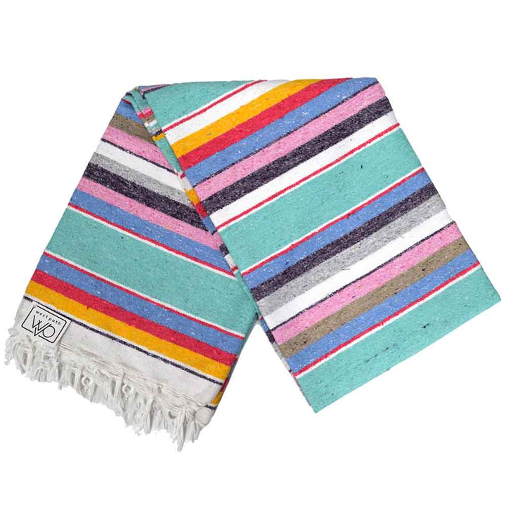 West Path Cotton Serape Blanket - Mint Pastel