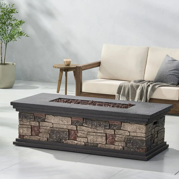 Rectangle Fire Pit with Concrete and Steel Frame
