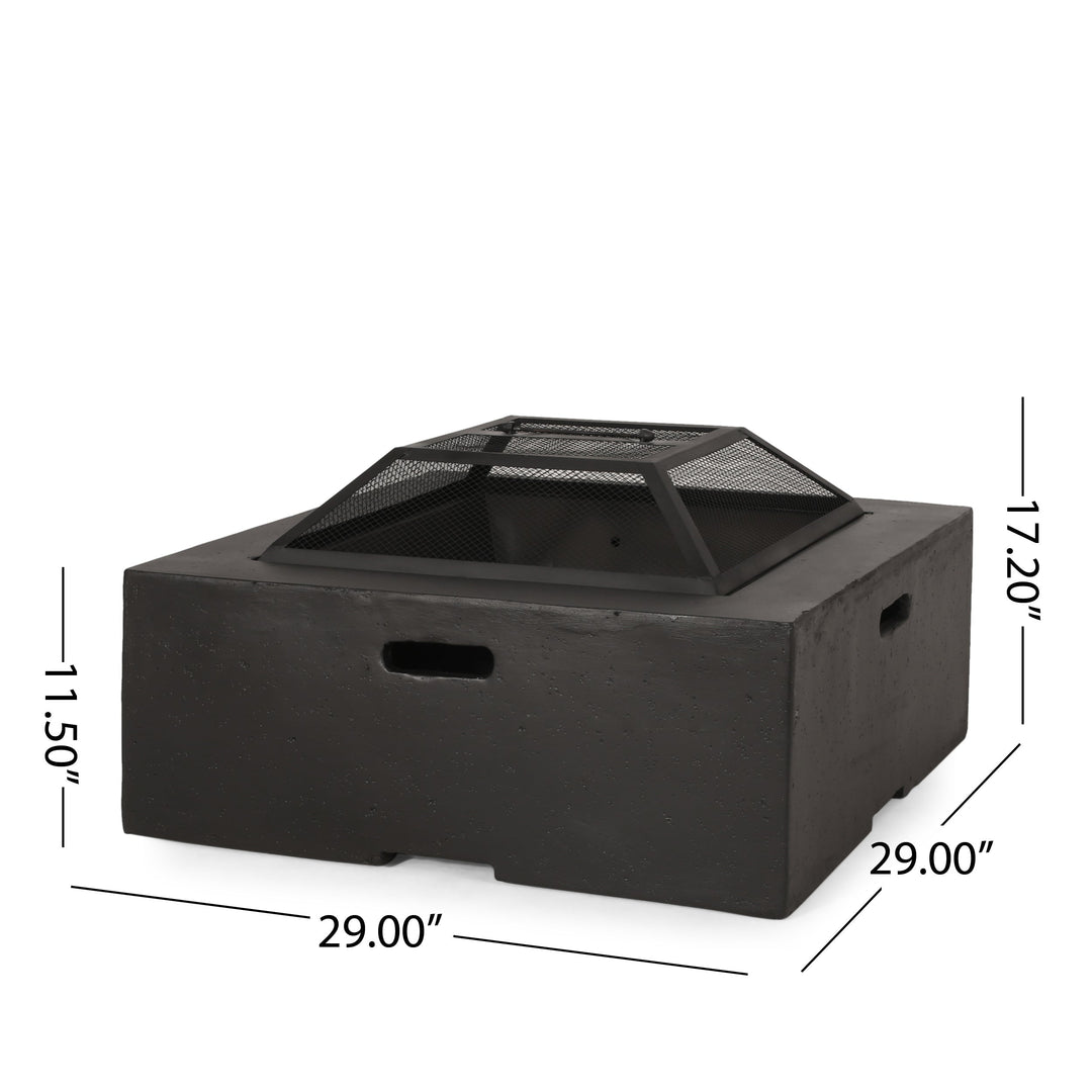 29 Inch Square Wood-Burning Fire Pit for Outdoor Spaces