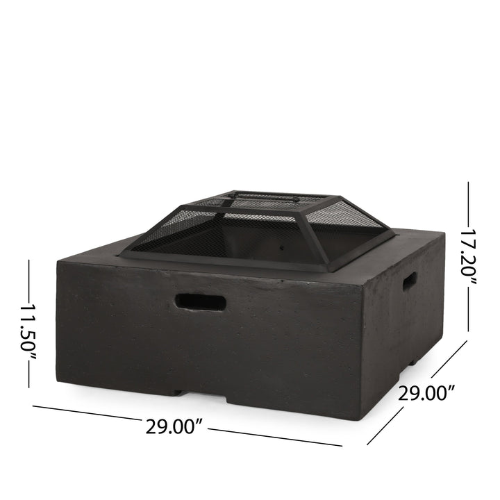 29 Inch Square Wood-Burning Fire Pit for Outdoor Spaces