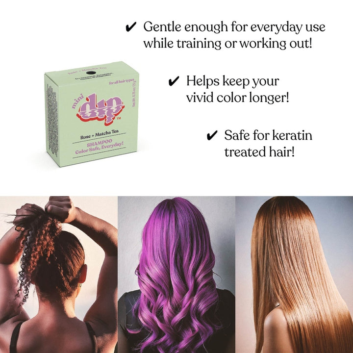 Mini Dip Color Safe Shampoo Bar for Every Day - Rose & Matcha Tea