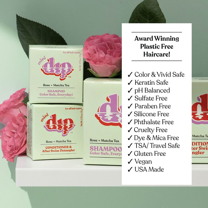 Mini Dip Color Safe Shampoo Bar for Every Day - Rose & Matcha Tea