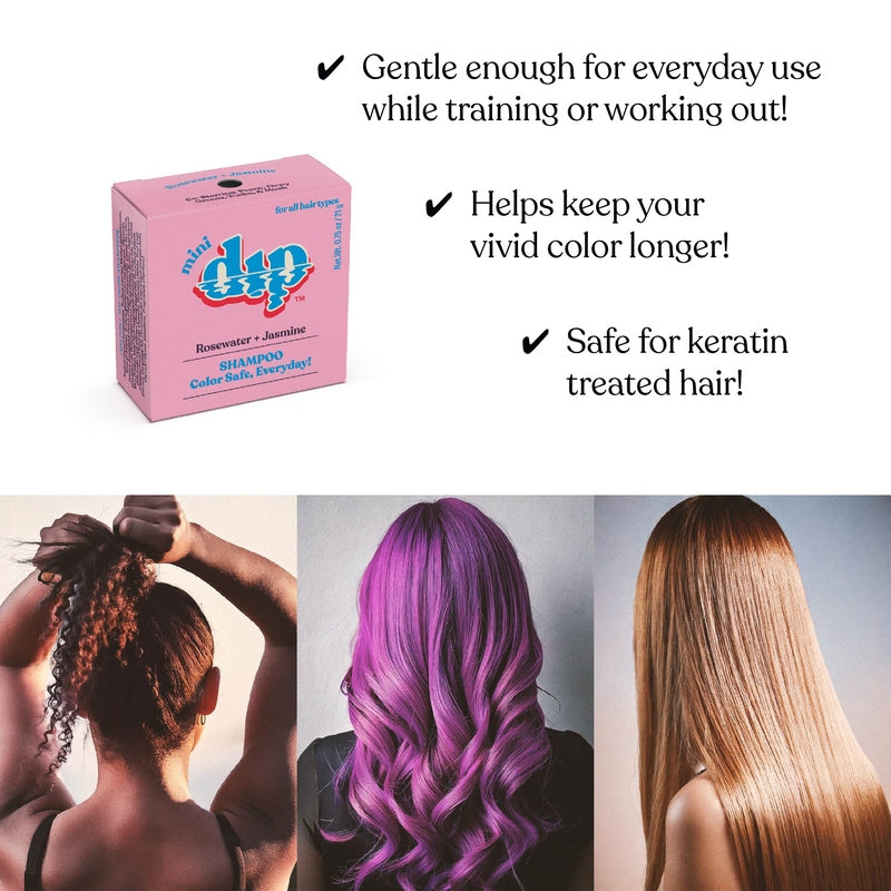 Mini Dip Color Safe Shampoo Bar for Every Day - Rosewater & Jasmine