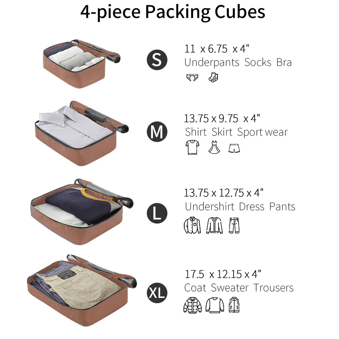 4 Piece Luggage Set Suitcase Set, ABS Hard Shell Lightweight Expandable Travel Luggage with 4 Packing Cubes, TSA Lock, Spinner Wheels for Men Women 16/20/24/28