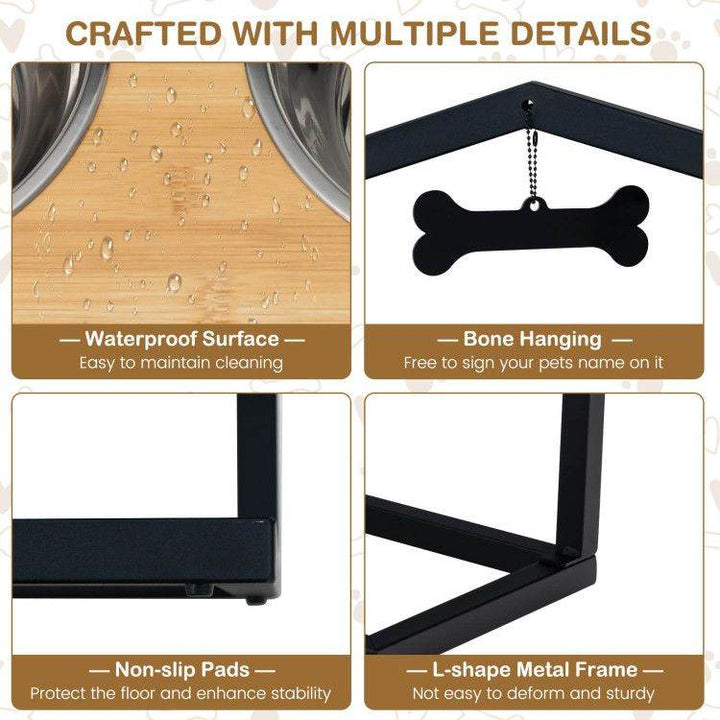 Adjustable Elevated Dog Feeder with 5 Height Settings - Premium Raised Pet Feeding Station with 2 Large Stainless Steel Bowls