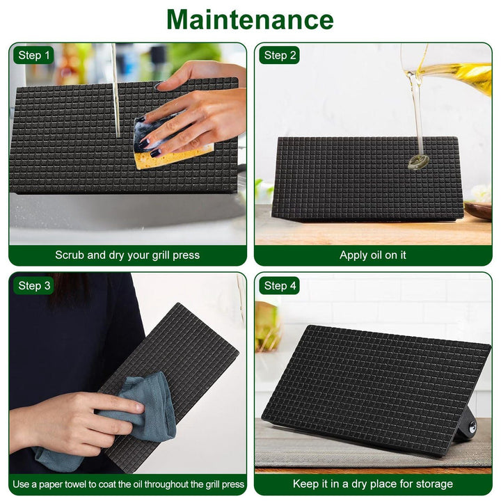 2-Piece Cast Iron Grill Press Set – Round & Rectangular Meat Smasher