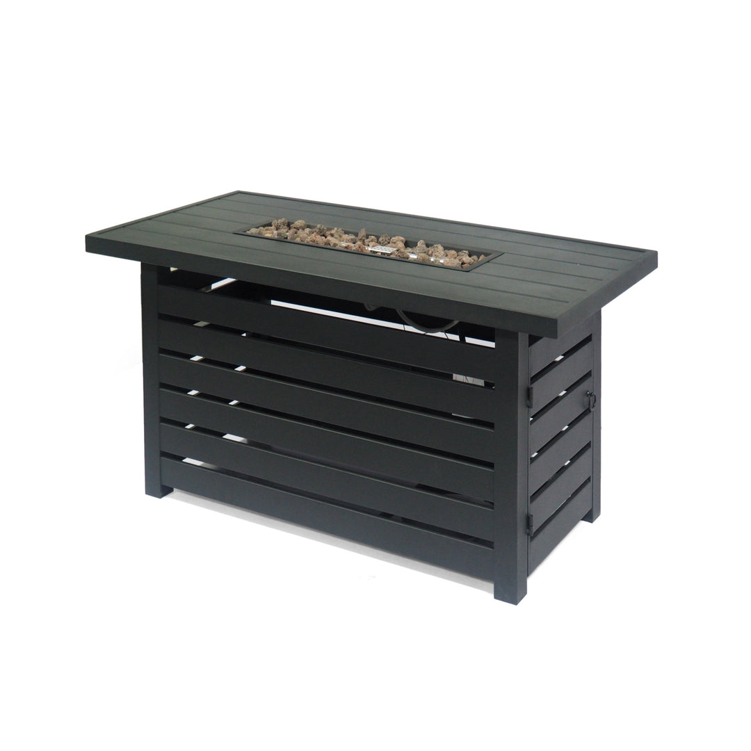 Rectangular Iron Fire Pit - 30,000 BTU - Tank Cover Inside