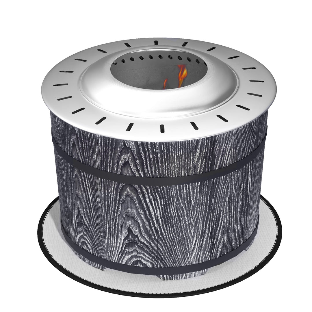 Smokeless Fire Pit with Fireproof Mat, 20' Barrel Style Portable Wood Burning Firepit