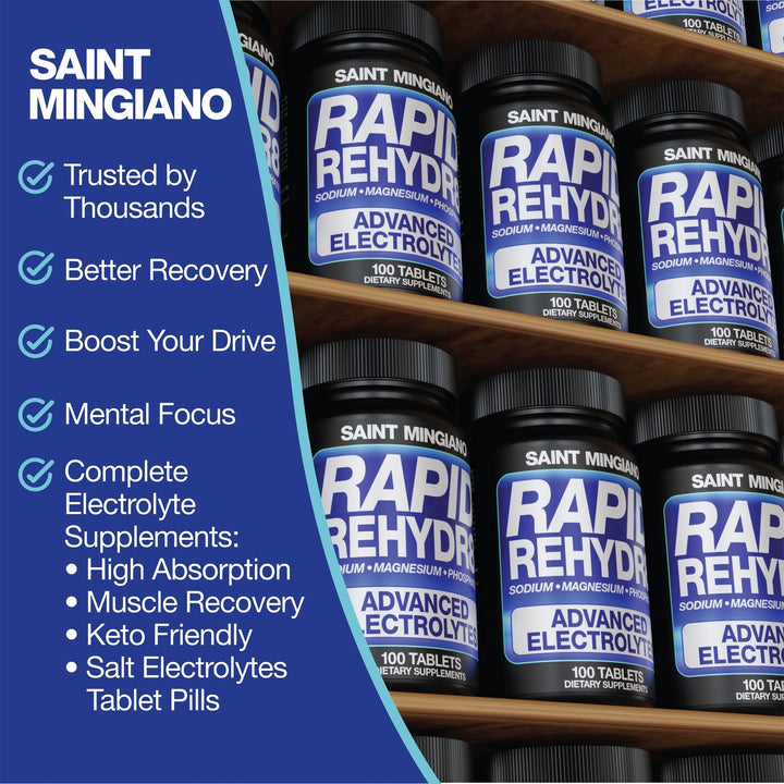 Rapid Rehydr8 Electrolyte Supplements 100 Capsules – Aid in The Prevention of Cramping and Supports Muscle Endurance and Recovery