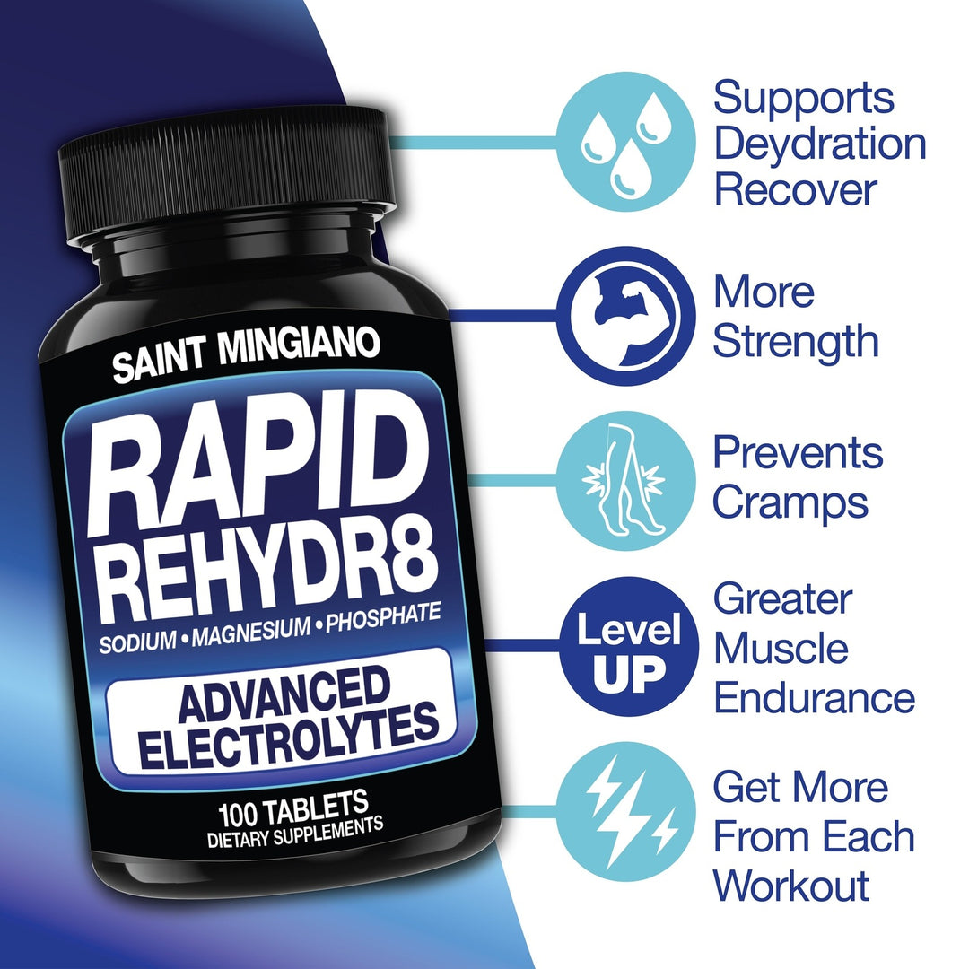 Rapid Rehydr8 Electrolyte Supplements 100 Capsules – Aid in The Prevention of Cramping and Supports Muscle Endurance and Recovery