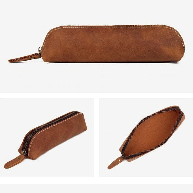 The Paavo Leather Pen Case | Leather Makeup Pouch