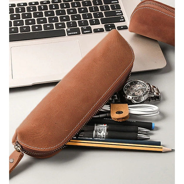 The Paavo Leather Pen Case | Leather Makeup Pouch