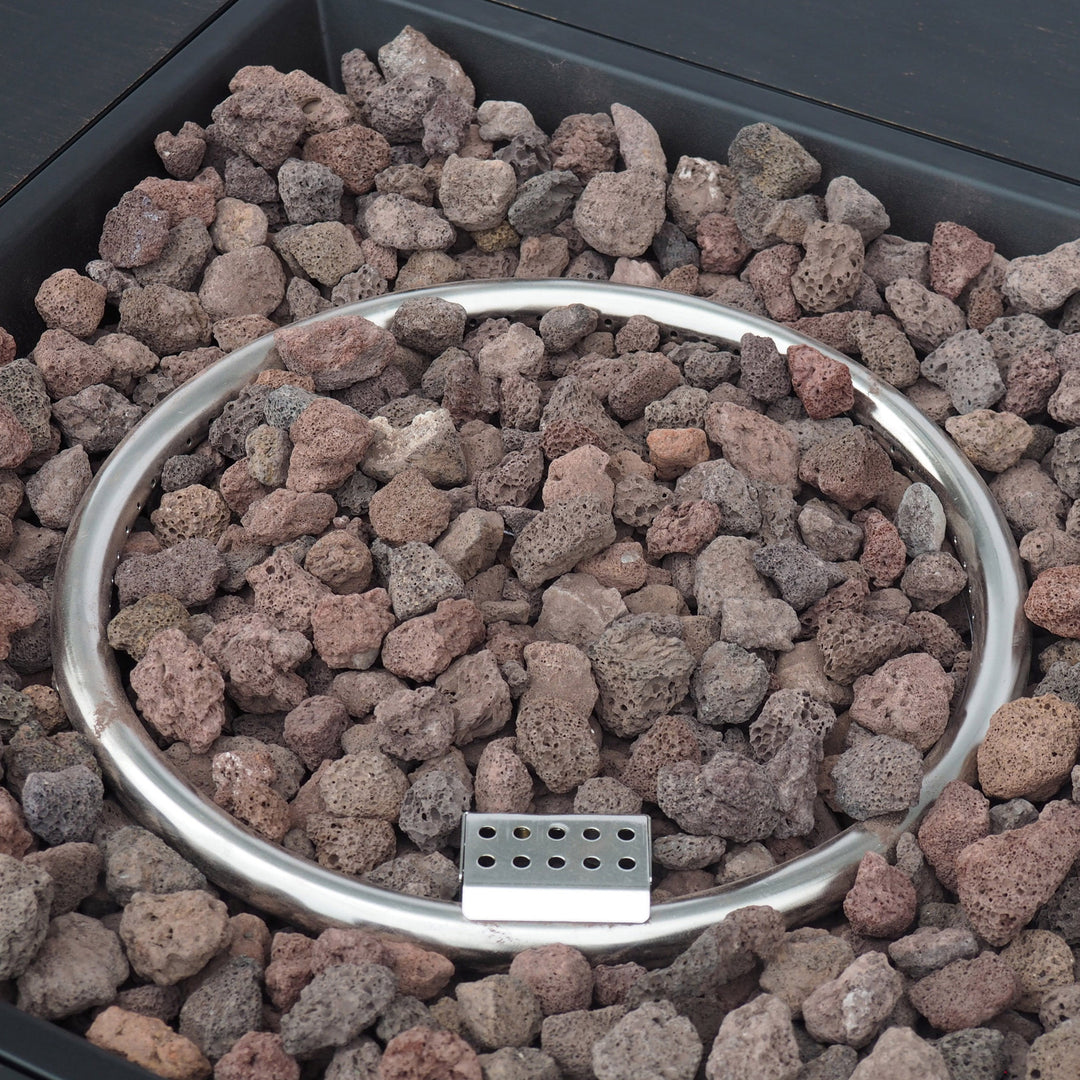 33" Outdoor Iron Square Propane Fire Pit - Brushed Brown