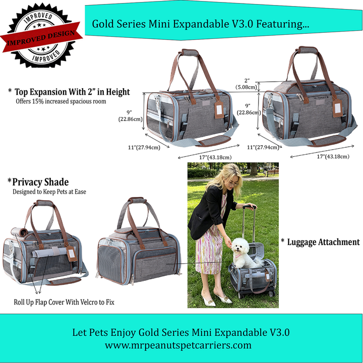 Mr. Peanut's Gold Series Mini Size Airline Compliant Expandable Pet Carrier