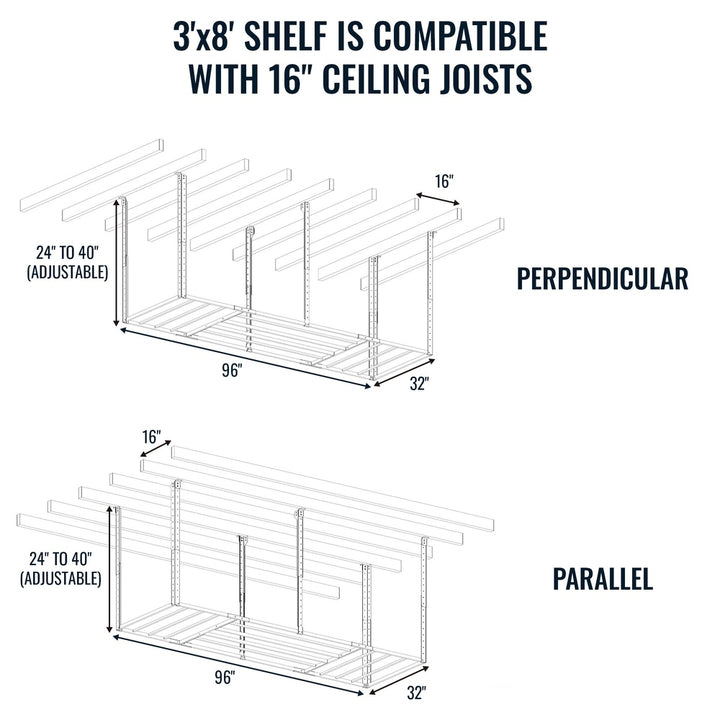 Overhead Garage Shelving 700 lbs | Faber Easy Installation