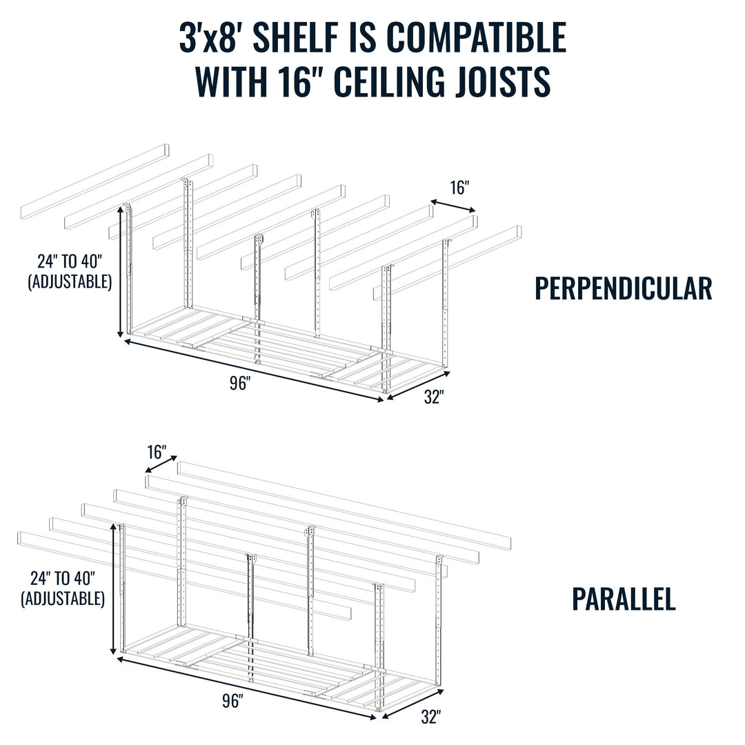Overhead Garage Storage Rack - 700 lbs Capacity