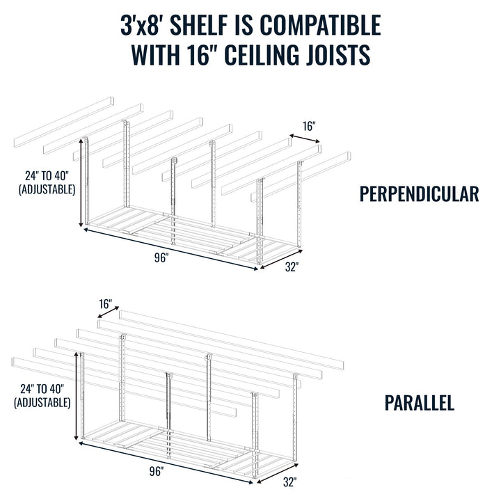 Overhead Garage Storage Rack - 700 lbs Capacity
