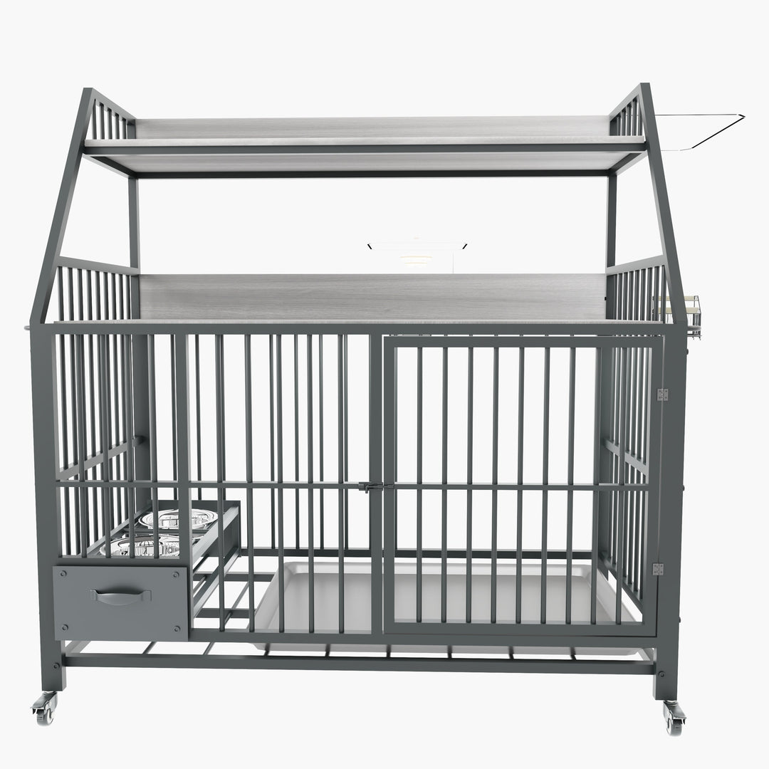 Large Pet Cage with Storage Rack and Stainless Steel Basins