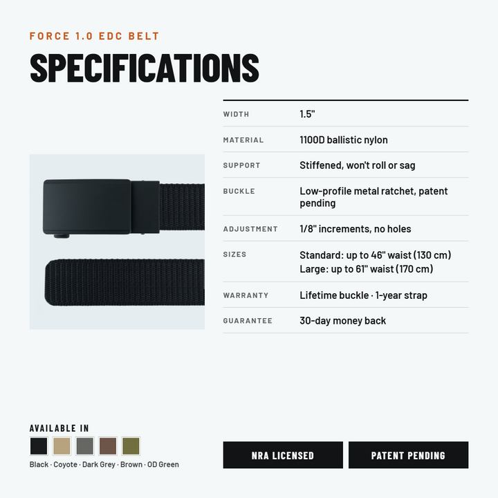 2ND AMEN Force 1.0 EDC Gun Belt 1.5"