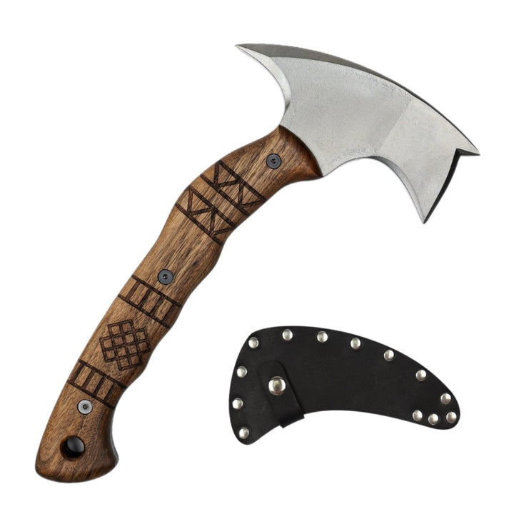 AncientSmithy Forged tomahawk "Skaldrun" with tribal engraving