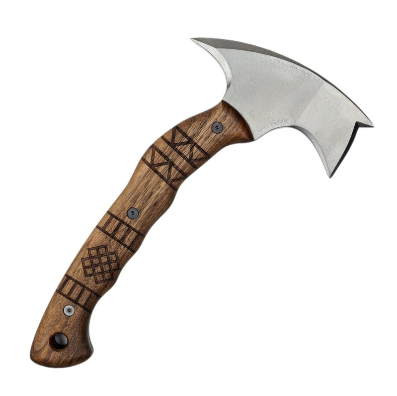 AncientSmithy Forged tomahawk "Skaldrun" with tribal engraving