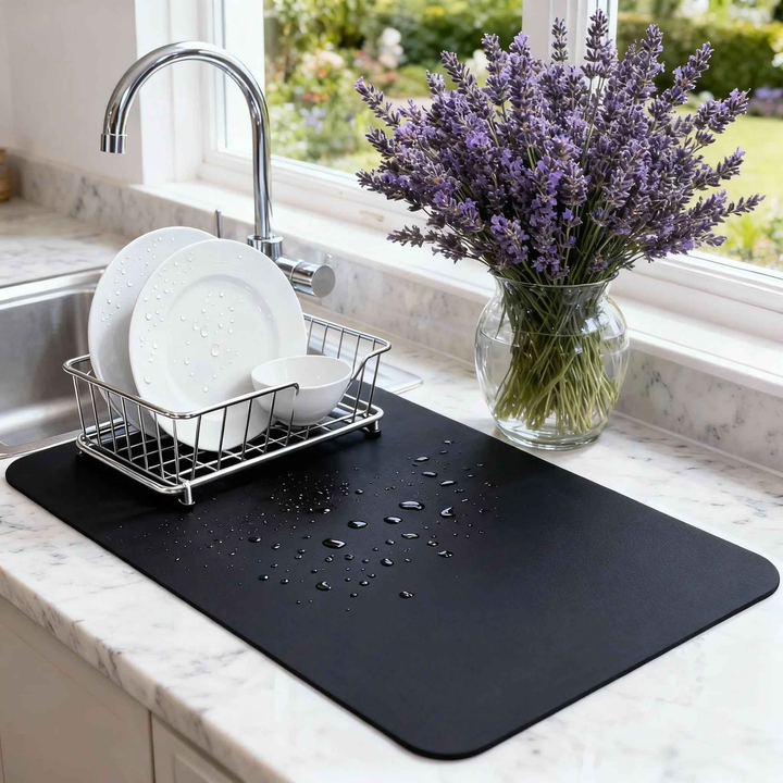Absorbent Non-Slip Dish Drying Mat | Strabella Kitchen