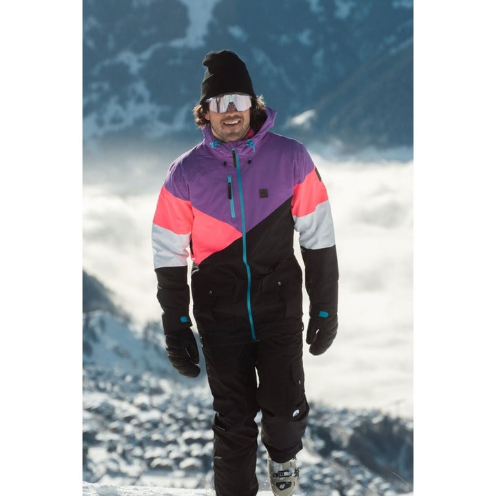 OOSC Clothing Fresh Pow Men's Ski & Snowboard Jacket - Neon Pink, Purple & Black