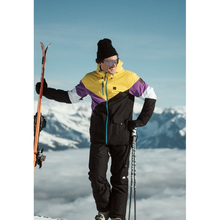 OOSC Clothing Fresh Pow Men's Ski & Snowboard Jacket - Yellow, Purple & Black