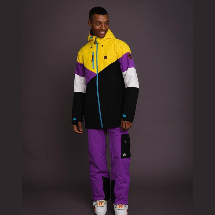 OOSC Clothing Fresh Pow Men's Ski & Snowboard Jacket - Yellow, Purple & Black