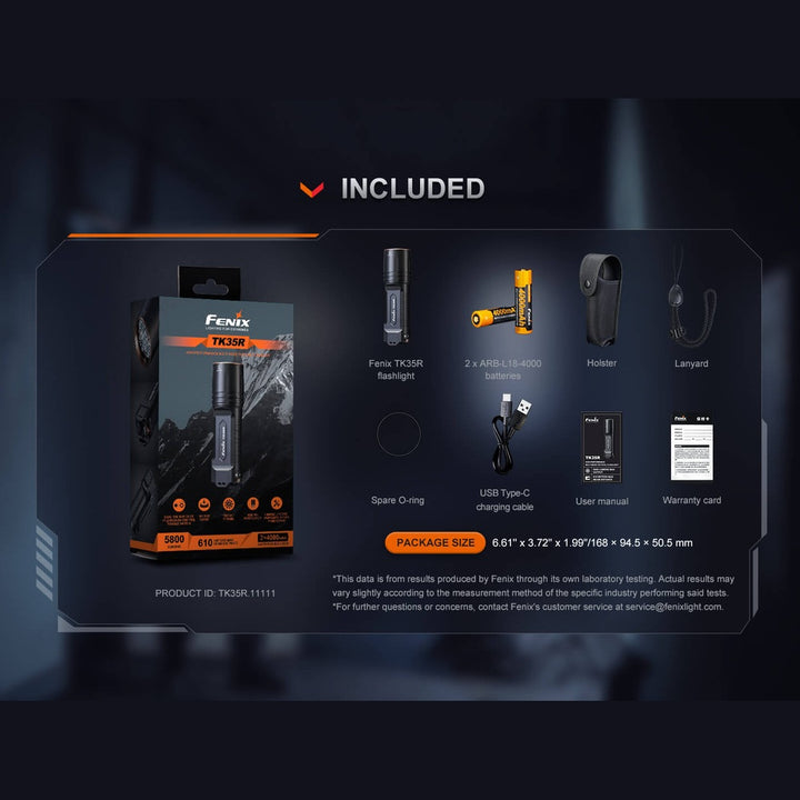 Fenix TK35R Rechargeable High-Performance Tactical Flashlight with UV Output