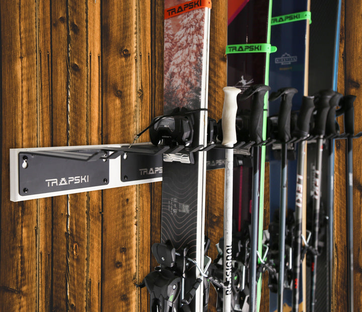 TRAPAWAY Wall Rack | Garage Organizer for Yard Tools, Gear & Equipment | Holds Skis or Snowboard by Bindings | Aluminum | No Moving Parts to break or pinch points