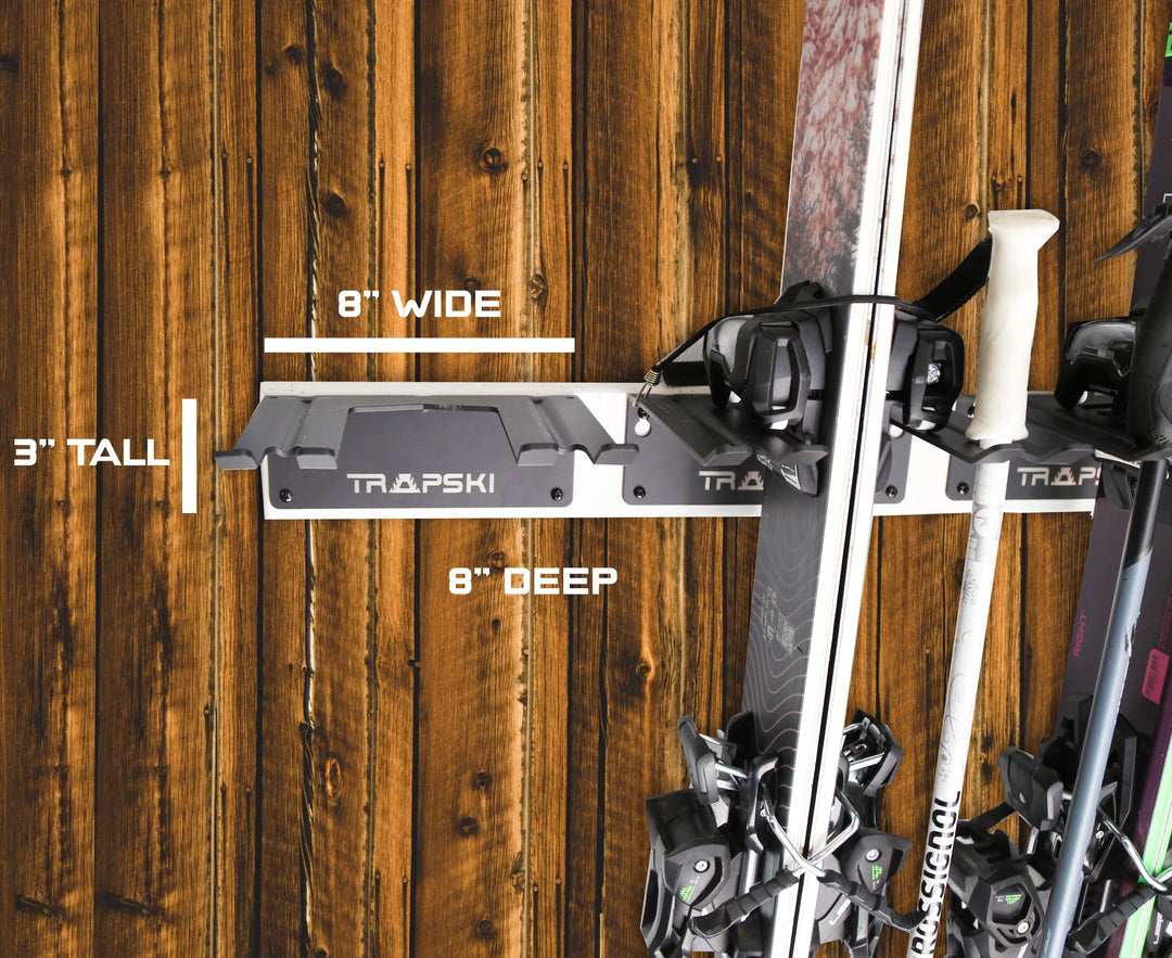 TRAPAWAY Wall Rack | Garage Organizer for Yard Tools, Gear & Equipment | Holds Skis or Snowboard by Bindings | Aluminum | No Moving Parts to break or pinch points