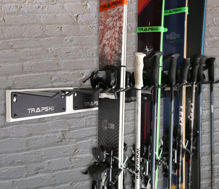 TRAPAWAY Wall Rack | Garage Organizer for Yard Tools, Gear & Equipment | Holds Skis or Snowboard by Bindings | Aluminum | No Moving Parts to break or pinch points