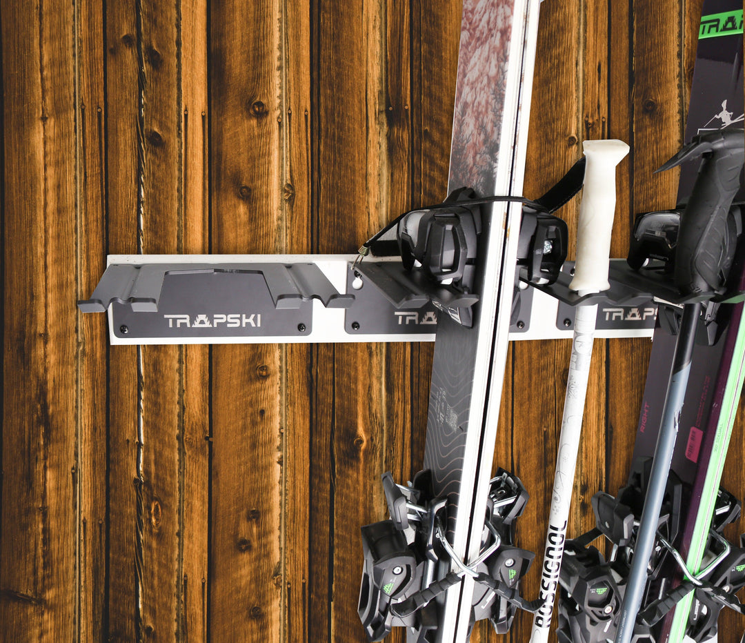 TRAPAWAY Wall Rack | Garage Organizer for Yard Tools, Gear & Equipment | Holds Skis or Snowboard by Bindings | Aluminum | No Moving Parts to break or pinch points