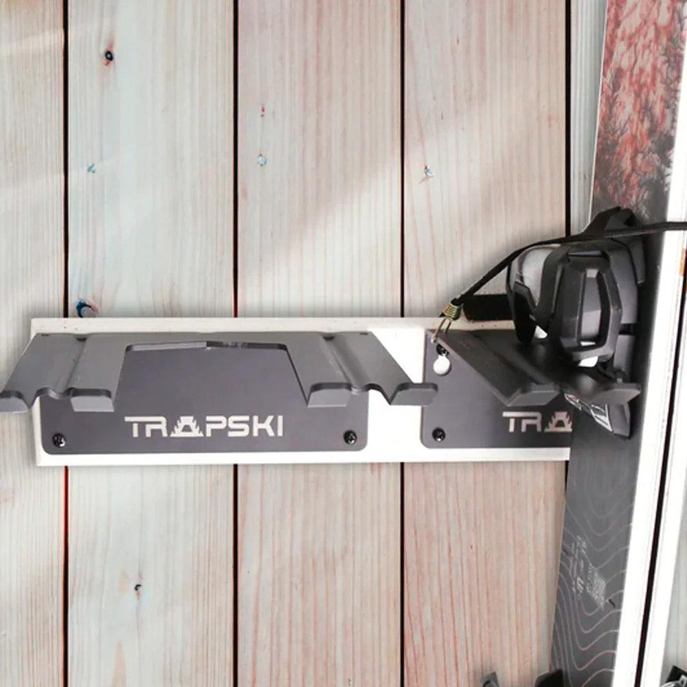 TRAPAWAY Wall Rack | Holds Skis or Snowboard by Bindings | Garage Organizer for Yard Tools, Gear & Equipment | Aluminum | No Moving Parts to break or pinch | Made in the USA