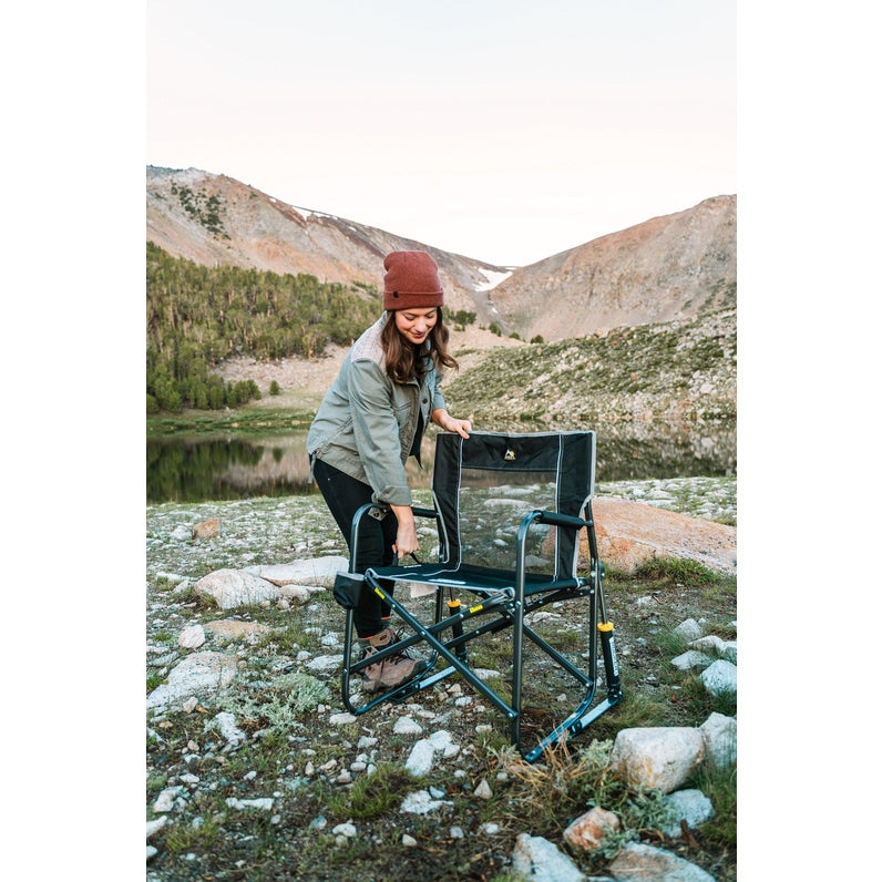 GCI Outdoor Freestyle Rocker XL Portable Folding Rocking Chair, Outdoor Camping Chair with Side Table, Aluminum