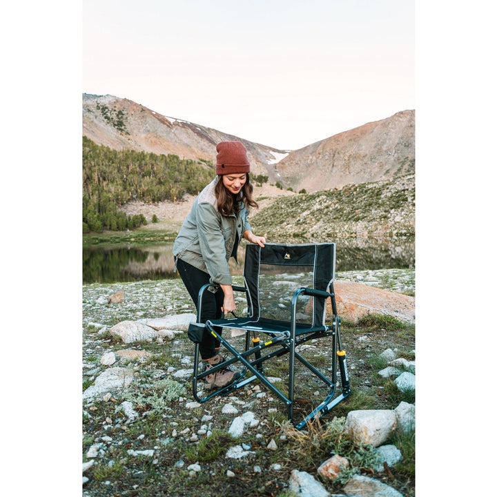 GCI Outdoor Freestyle Rocker XL Portable Folding Rocking Chair, Outdoor Camping Chair with Side Table, Aluminum