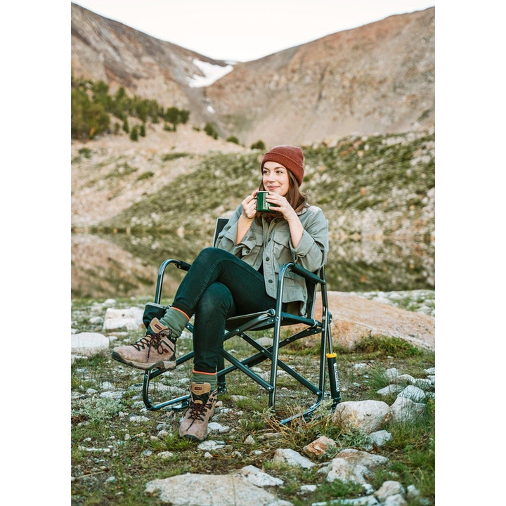 GCI Outdoor Freestyle Rocker XL Portable Folding Rocking Chair, Outdoor Camping Chair with Side Table, Aluminum