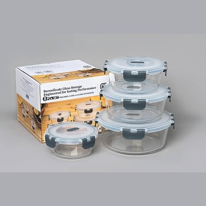 Round Glass Containers - Set of 4