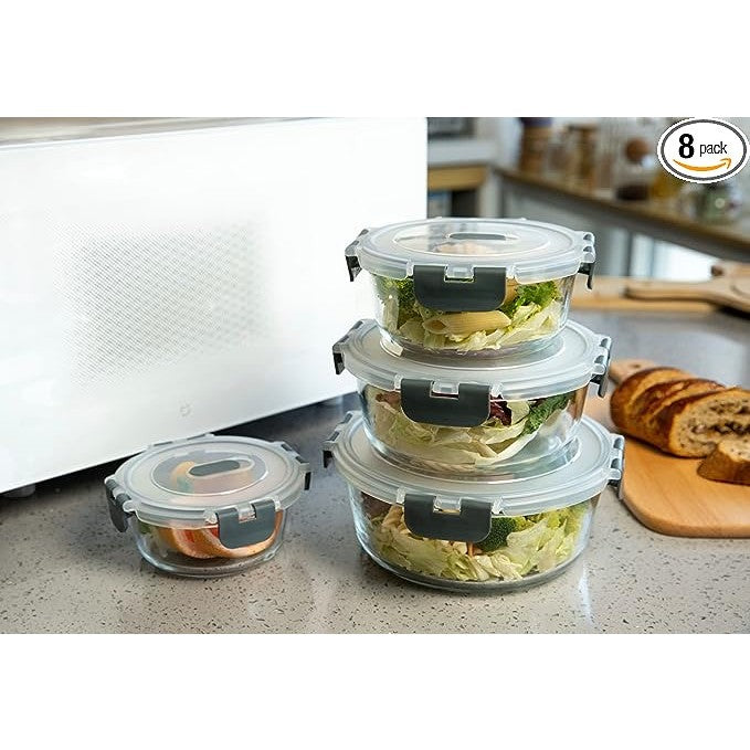 Round Glass Containers - Set of 4
