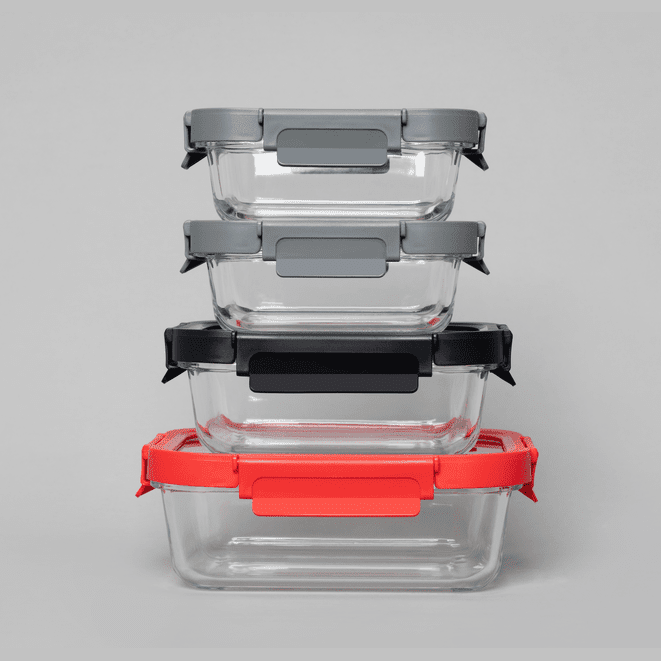 Glass Containers & Lids - Rectangular