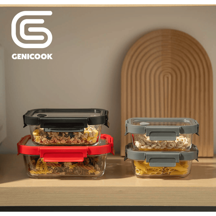 Glass Containers & Lids - Rectangular