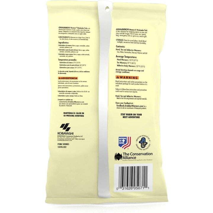 TRAPSKI Grabber Warmers Weekender Multi-Warmer Pack, 2 Pair Hand, 2 Pair Toe, 2 Peel N' Stick Body Warmers, 6-Count