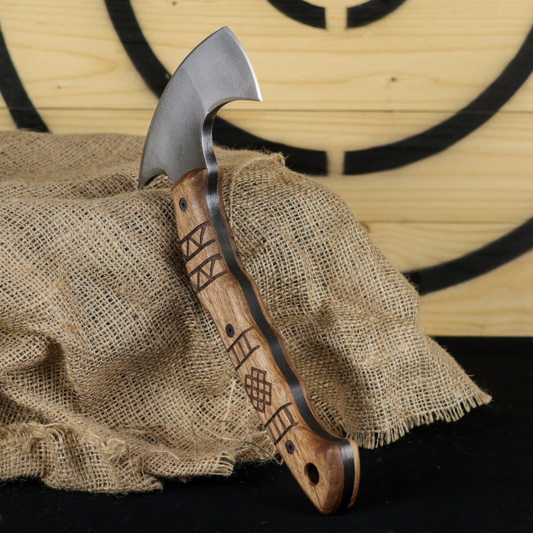 AncientSmithy Hand crafted tomahawk "Tahkala" with tribal engraving